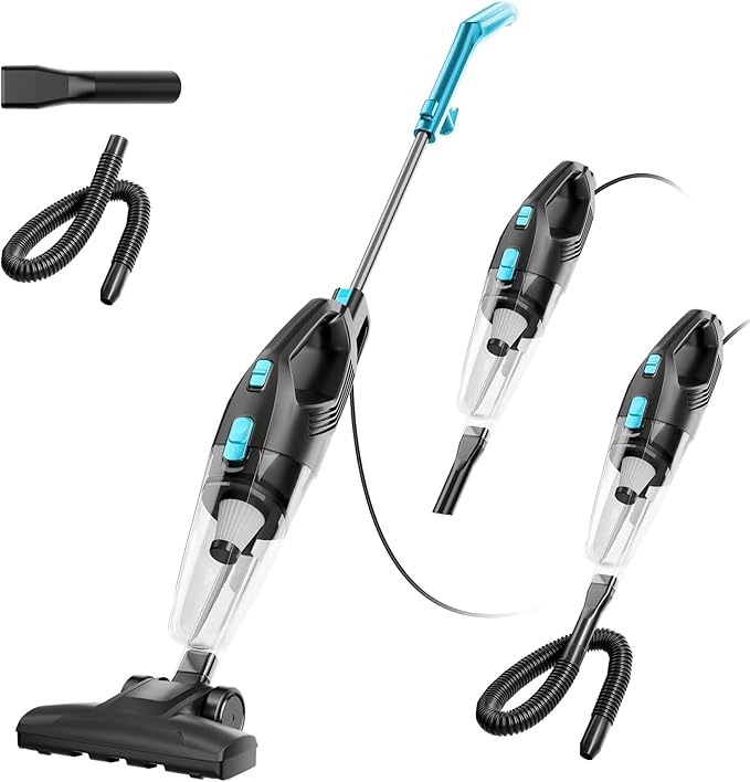 KIKETECH Cord Vacuum Cleaner Powerful Stick Vacuum with 45Mins Runtime 8 in 1 Vacuum Cleaners1.7 L Dust Cup Rechargeable Vacuum Pet for Hair Carpet HardfloorGrey (Sky Blue)