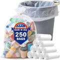 30 33 35 Gallon Clear Trash Bags 250 Count High Density Garbage Bags Made in USA Recycling Trash Can Liners Puncture-Resistant Plastic Waste Bags for Kitchens Yards Offices Commercial