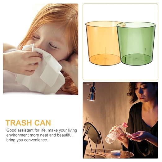 Cabilock 2pcs Clear Practical Garbage Container Slim Office Trash Can for Bathroom Kitchen and Bedroom Reusable Transparent Waste Basket