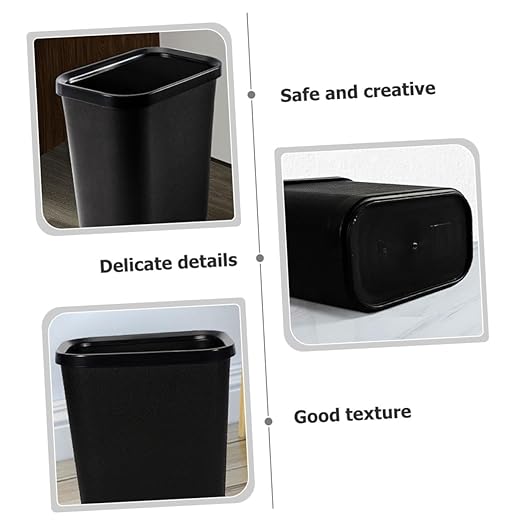 Thickened Plastic Wastebasket Garbage Container for Living Bathroom Bedroom Office Hotel Opening Trash Bin Without Lid Sturdy Waste Bucket for Home and Dorm Use