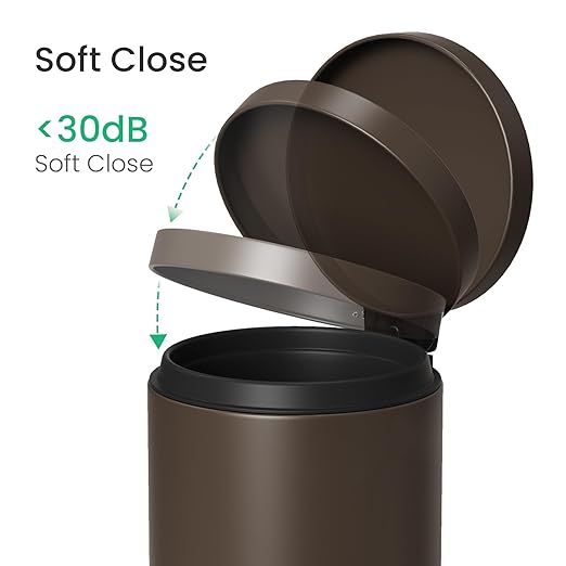Cesun 1.2 Gallons Small Brown Trash Can Bathroom Garbage Can with Lid and Foot Pedal Mini Round Wastebasket for Bathroom Bedroom Office 4.5 Liters / 1.2 Gallons Brown