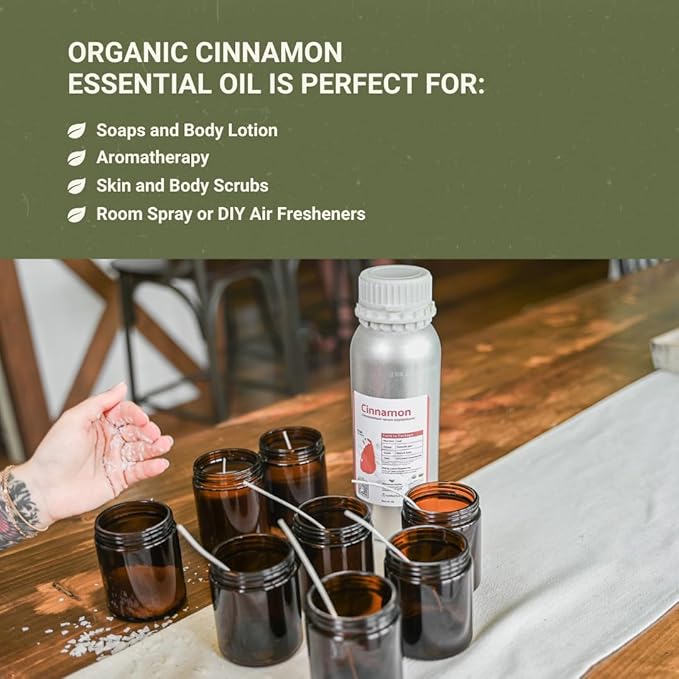Organic Cinnamon Essential Oil - Direct from Sri Lankan Essential Oils - 100% Pure - Natural Aceite de Canela for Aromatherapy &amp Wellness - Premium Grade (15ml)