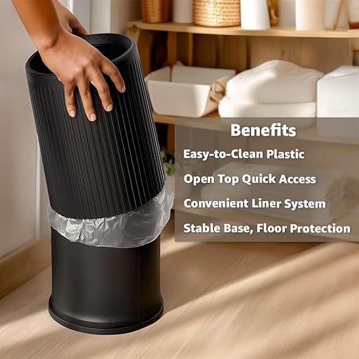 2 Pack - 4 Gallon Plastic Indoor Trash Can for Bedroom Bathroom Dorm or Apartment - Compact Wastebasket Fits Under Desk or Sink Black and White