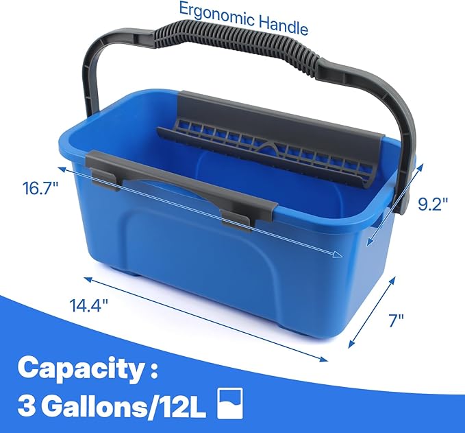 Window Cleaning Kit with Bucket 3 Gallon 14 Window Squeegee and 15 Scrubber with 61 Long Handle Professional Window Washing Equipment Cleaner Tool for Home Outdoor Commercial Use
