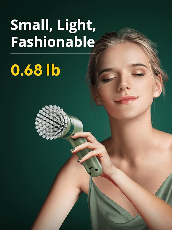 Tilswall M4L Electric Spin Scrubber Lightweight Handheld Cleaning Brush Cordless Bathroom Shower Scrubber with 4 Brush Heads for Kitchen/Dish/Sink/Rust/Tile Floor/Tub/Window/Grout/Stove/Wall