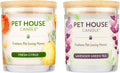 One Fur All Pet House Candle 2 Pack - Plant-Based/Soy - Clean Burning Scented Long Lasting Pet Odor Candle for Home - Fresh Citrus Lavender Green Tea