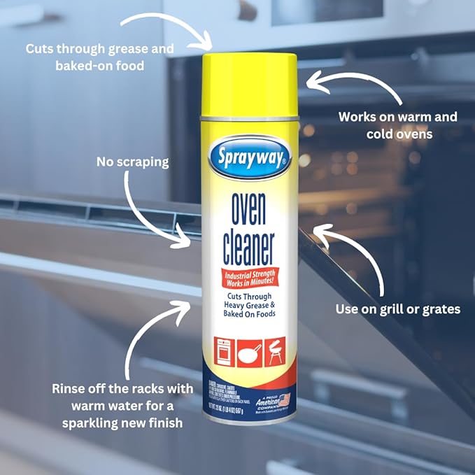 Sprayway Oven Cleaner Aerosol Spray 20oz Pack of 6 | Foaming Action Cuts Through Grease &amp Baked-On Food | No Scraping Works on Warm or Cold Ovens Grills Grates