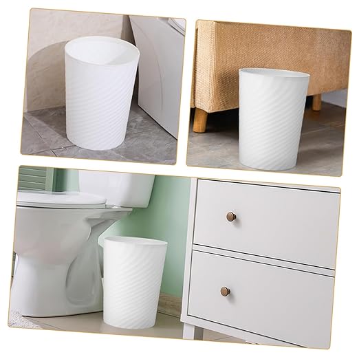 VICASKY Plastic Trash Can Wastebasket No Lid Sturdy Household Garbage Container for Bathroom Office Bedroom White Compact Trash Container with Large Open Design for Easy Disposal
