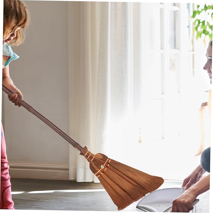 2pcs Mini Hand Broom Set Natural Straw Broom for Boys and Girls Small Dustpan Indoor Outdoor Use