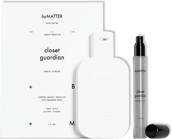byMATTER Closet Guardian Natural Lavender Spray – Air Freshener Hanging Ceramic Plate &amp French Lavender Spray Fragrance Set for Wardrobes Drawers &amp Clothing (200G / 7. Fl Oz)