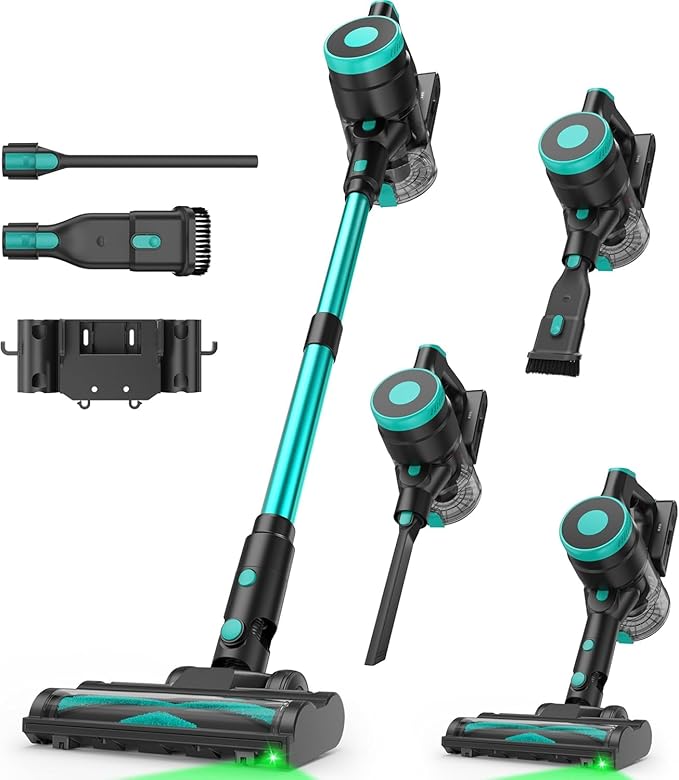 Zefiro Cordless Vacuum Cleaner45Mins Runtime Vacuum Cleaners for Home Anti-Tangle and 1.5L Dust Cup Lightweight Vacuum for Hardwood Floor Carpet Pet Hair