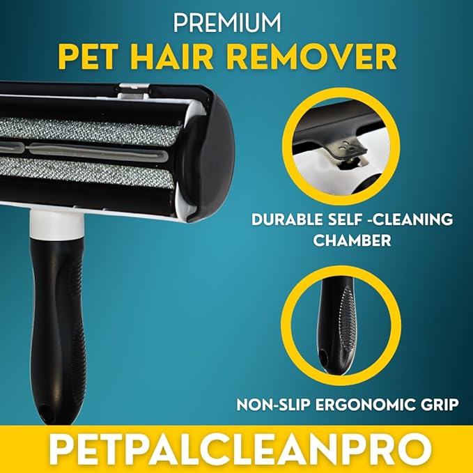 Premium Pet Hair Remover for Couch Furniture &amp Car | Reuseable Strong Self-Cleaning Lint Roller | Modern Black &amp White Design– PetPalCleanPro