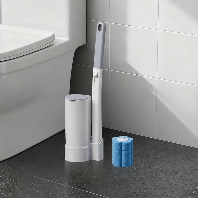 Toilet Brush with 120 Refills White Toilet Cleaning Brush Toilet Bowl Brush Toilet Brush Refill for Efficient and Deep Scrub Toilet