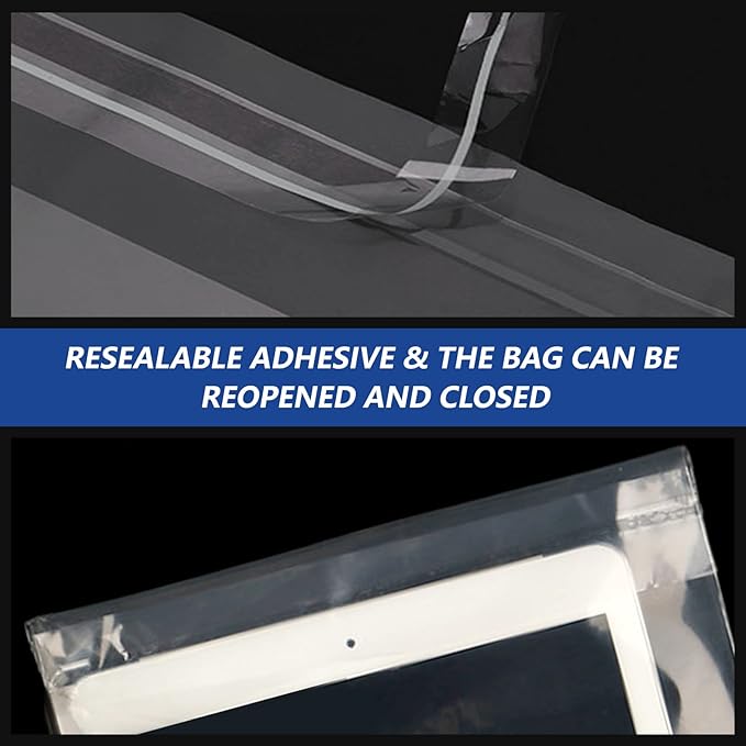 iMailer - 500 Count - 12 x 15 Self Seal 1.6 Mil Clear Plastic Poly Bags with Suffocation Warning for Clothing T-Shirts Pants-Resealable AdhesiveNot Strong