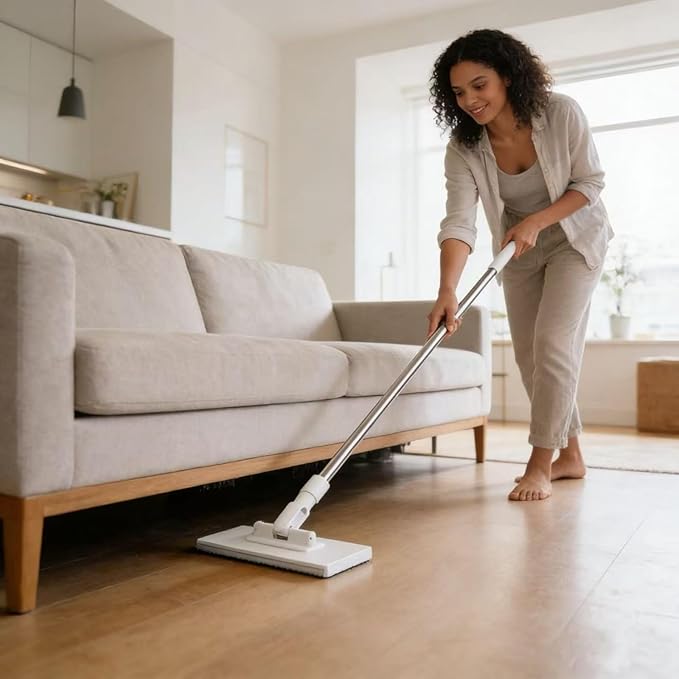 Snap Grip Mini Mop Zero Touch Mini Retractable Gap Dust Cleaner Flat Reusable One-Click Cloth Change Wash-Free for Window Glass Wall Floor (1*mop+10*Cloth)