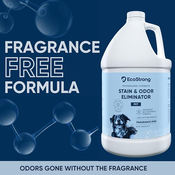 Eco Strong Pet Stain and Odor Remover - Cat Urine Enzyme Cleaner Urine Destroyer for Dogs Pet Urine Enzyme Cleaner [All New Fragrance Free] - 128oz