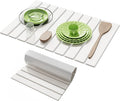 Large Stone Dish Drying Mat for Kitchen Counter23.6''x15.3'' Foldable Quick Dry Stone Kitchen MatEco-FriendlyAbsorbent Diatomaceous Earth Mats for Dishes Bottles Cups Bathroom Any Countertop-White