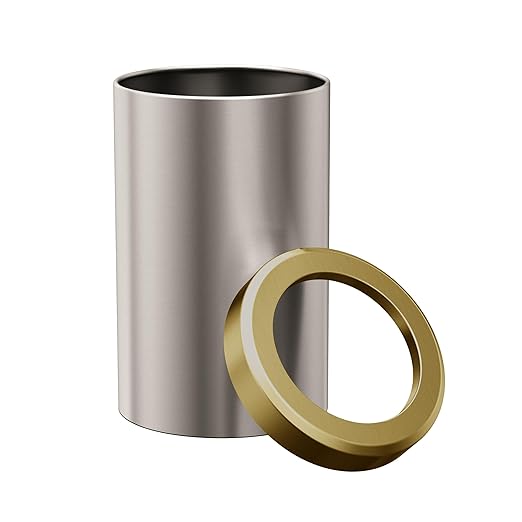 Gatco Small Bathroom Trash Can with Lid Round 3 Gallon Stainless Steel Wastebasket Under Sink Satin Nickel and Brushed Brass for Bathroom Bedroom Office (1911B)