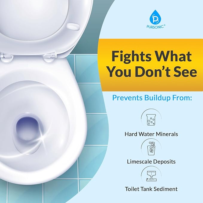 Pursonic Automatic Toilet Bowl Cleaner 48 Tablets 4 Year Supply - Blue Gel Toilet Tank Cleaners Long-Lasting - Septic-Safe Hard Water Ring Stain Remover Smell Eliminator Deodorizer Fresh Scent