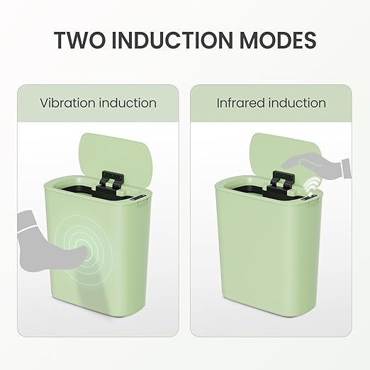 Cesun Motion Sensor Trash Can 5 Gallon Automatic Bathroom Garbage Can with Lid Touchless Smart Plastic Slim Wastebasket for Bathroom Office rv Bedroom Living Room Green
