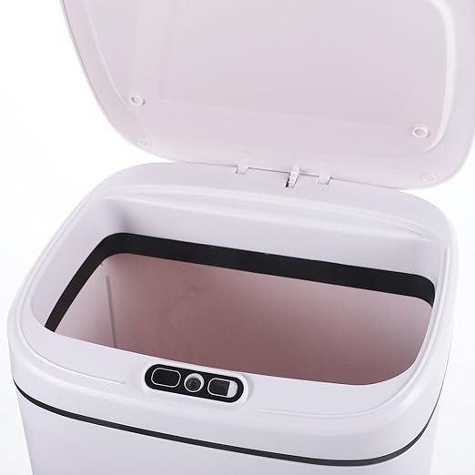 BESTYASH Smart 12l Automatic Sensor Trash Can with Lid Battery-Powered Intelligent Garbage Storage Container for Bathroom Bedroom and Kitchen White Household Waste Bin