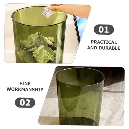 ABOOFAN Clear Large Capacity Trash Bucket Transparent Household Garbage Storage Container for Office Bedroom Living Practical Decorative Wastebasket for Home Use