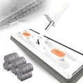 Large Flat Mop New Upgrade Style Large Flat Mop for Wet and Dry Use360 Rotating Dust Mop with Dewatering Scraper with 2 Scraper 12027(White with 6 Mop)