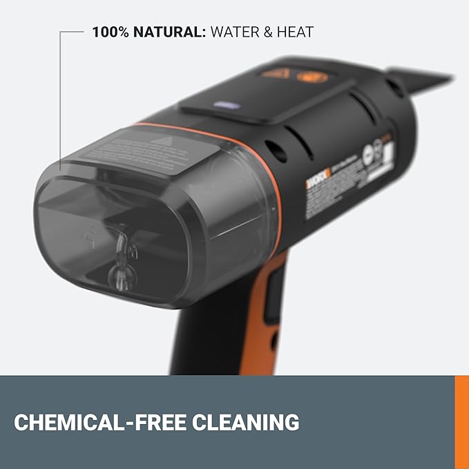 Worx 20V SteamStorm Cordless Handheld Steam Cleaner w/Accessories Steamer for Cleaning 220°F 8-Second Preheat Lightweight Portable Steamer for Home Car – Battery &amp Charger Included