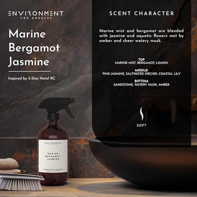 ENVIRONMENT Inspired by 5-Star Resort RC Surface Cleaner 16oz Luxury Surface Cleaner (Marine | Bergamot | Jasmine) Home Essentials Scented Cleaning Products Vegan &amp Cruelty-Free