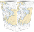 Marye-Kelley-Drummond Island Nautical Chart Wastepaper Basket Decoupage Wood Decorative Wastebasket for Kitchen Bathroom Bedroom Living Room Handmade Made in The USA