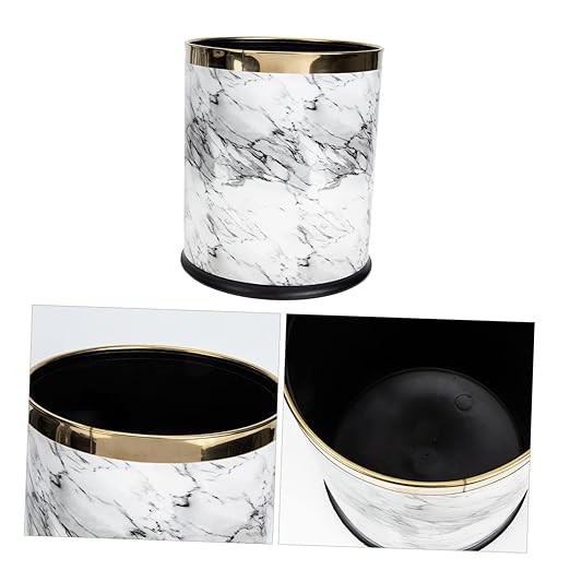 Garneck Marbling Trash Can Mouth Garbage Bin Plastic Wastebasket for Kitchen Bedroom Bathroom Home Use Compact Versatile Rubbish Bin