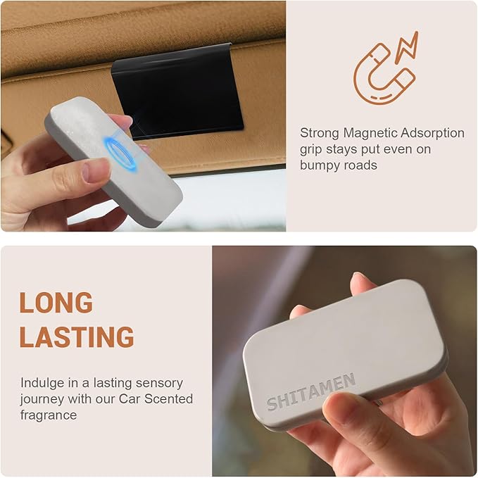 Car Air Freshener Stone Air Freshener Automotive Odor Eliminator for Visor Clip- Car Fresheners Long Lasting - Variety 3 Pack - CLIP INCLUDED (Amber-Teak-Grove)