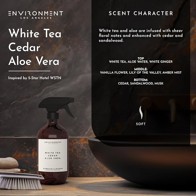 ENVIRONMENT Inspired by 5-Star Resort WSTN Surface Cleaner 16oz Luxury Surface Cleaner (White Tea | Cedar | Aloe Vera) Home Essentials Scented Cleaning Products Vegan &amp Cruelty-Free