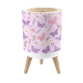 Bathroom Trash Can with Lid Pink Purple Butterfly Daisy Flower Spring Seamless Garbage Bin Waste Basket for Kitchen Office Bedroom Decoration Diaper Pail 1.8 Gallon