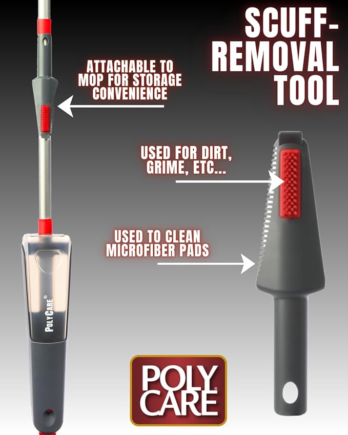 Hardwood Floor Premium Spray Mop - Includes Hardwood Concentrate Cleaner - Three Machine Washable Microfiber Cleaning Pads - Pre-Filled Cartridge - Extension Piece - Scuff Remover