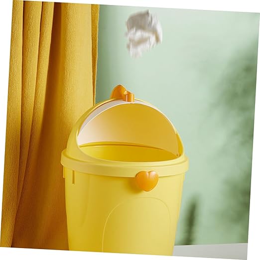 VILLCASE Chick Style Trash Can with Lid Sturdy Material Small Wastebasket for Bedroom Office Desk Use Convenient Home Garbage Bin Large Capacity Cartoon Design