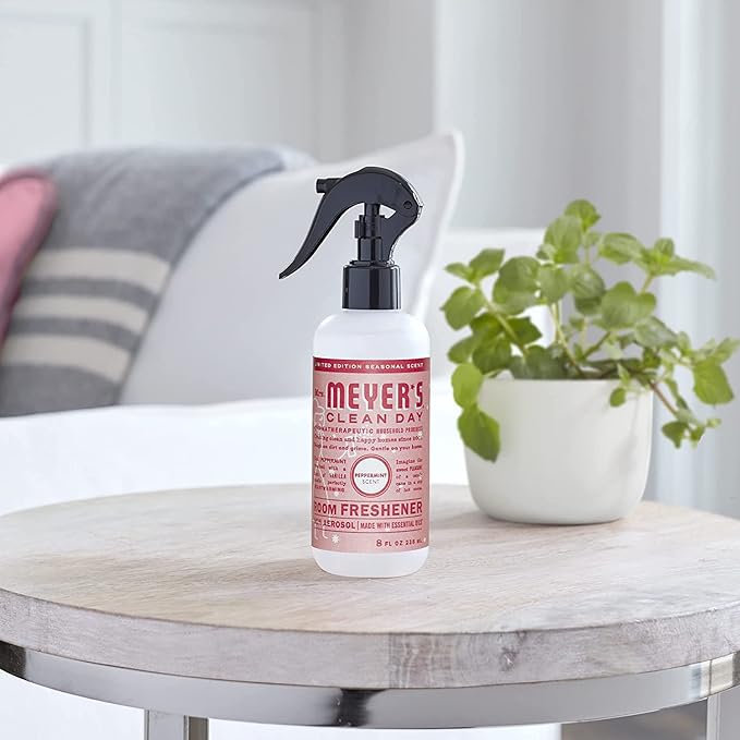 Mrs. Meyer's Room and Air Freshener Spray Non-Aerosol Spray Bottle Infused with Essential Oils Peppermint 8 Fl Oz. (Pack of 6)