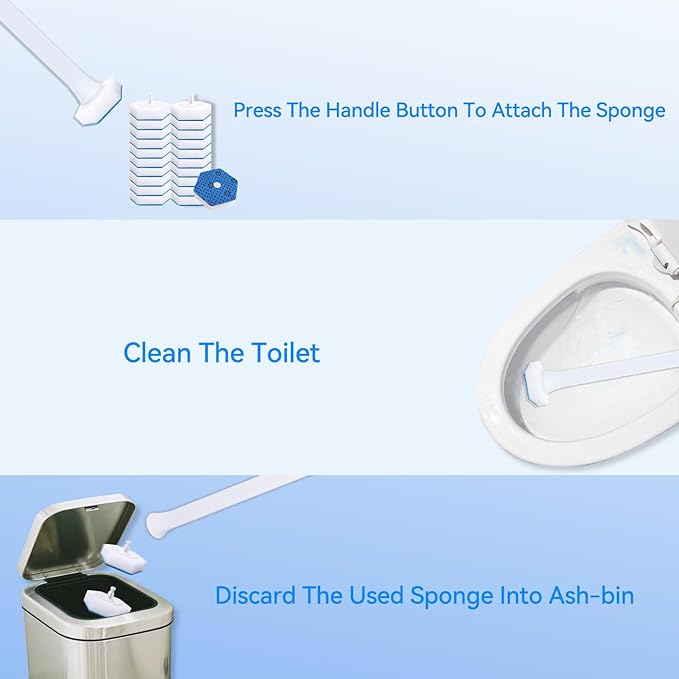 Aimery 40-Pack Disposable Toilet Brush Refill Pads – Effortless Cleaning No Mess Useful for Home &amp Bathrooms