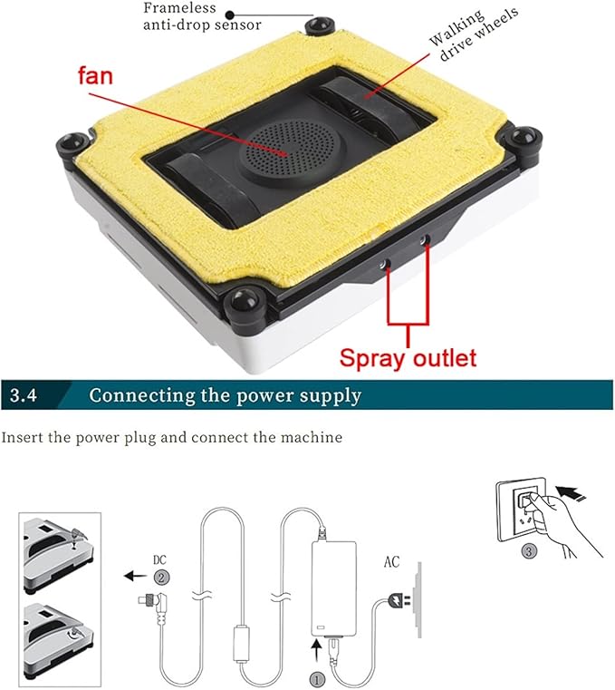 Automatic Window Washer Smart Upgrade Window Cleaning Robot with Water Spray Function Brushless Motor Borderless Recognition Window Tile Wall Cleaner for Windows Tiles
