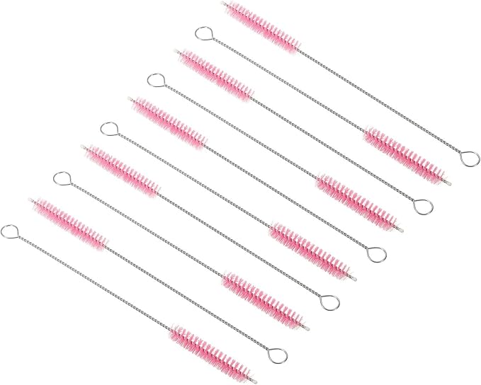 10Pcs 8 x3/8 Drinking Straw Cleaning Brush Nylon Cleaning Bottle Brush Pink