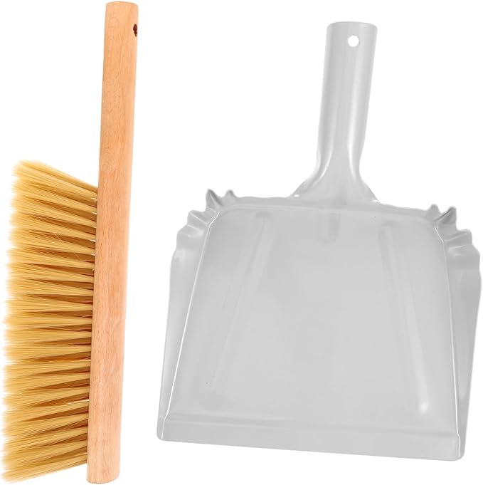 1set Wooden Hand Broom with Dustpan Compact Whisk Broom for Cleaning Bed Sofas and Cars Portable Dust Brush with Soft Bristles for Dust Removal Lightweight and Easy to Store