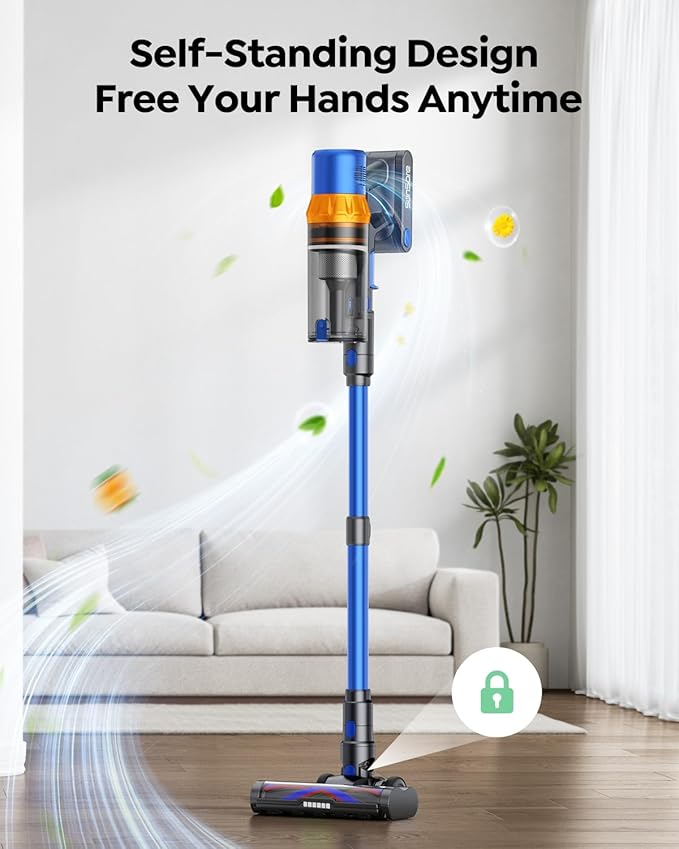 Cordless Vacuum Cleaner 650W/55KPa/70Mins Stick Vacuum with Bendable Wand 3.3 ft Hose Auto Mode Self-Standing Aromatherapy V-Shaped Anti-Tangle Brush for Hard Floor Carpet &amp Pet Hair (X13)