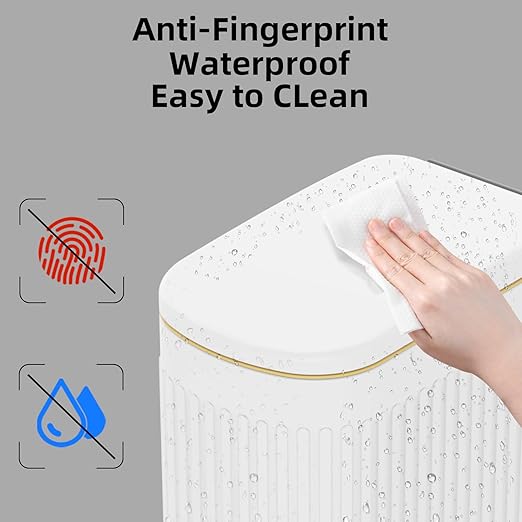2.6 Gallon Slim Bathroom Trash Can with Soft Close Lid 10L Stainless Steel Garbage Can with Removable Liner Bucket for Narrow Spaces Bathroom Bedroom (White)