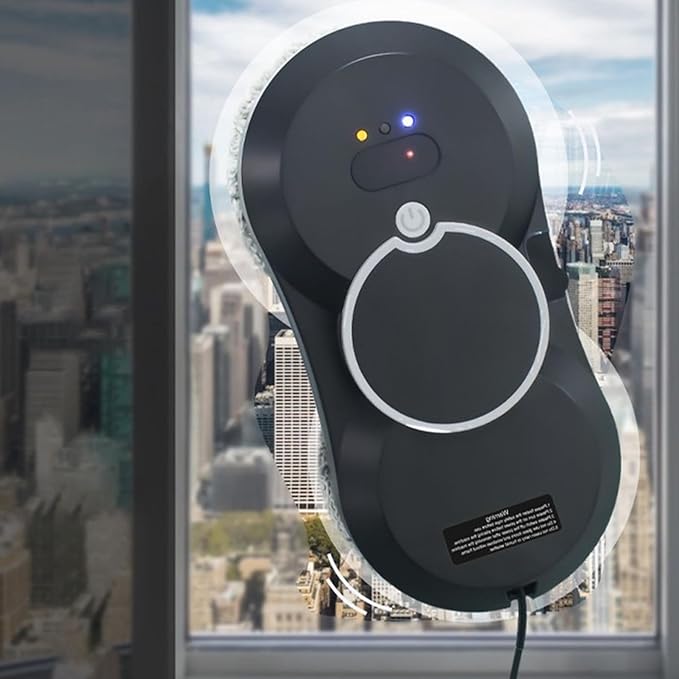 Intelligent Window Cleaning Robot Indoor and Outdoor Wet and Dry Use Remote Control Intelligent Edge Detection System Suitable for Windows Tiles Bathrooms Black