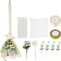 Wedding Broom African Jumping Ceremony Decorative Broom DIY Wedding Decor White Tulle Accents with Pearl Gold Ribbon Artificial Flower Bouquets