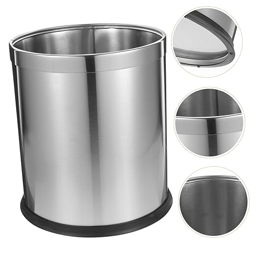 OUNONA Stainless Steel Bathroom Garbage Can Wastebasket for Home Office Dorm and Restaurant Sleek Modern Design for Efficient Waste Management Easy to Clean