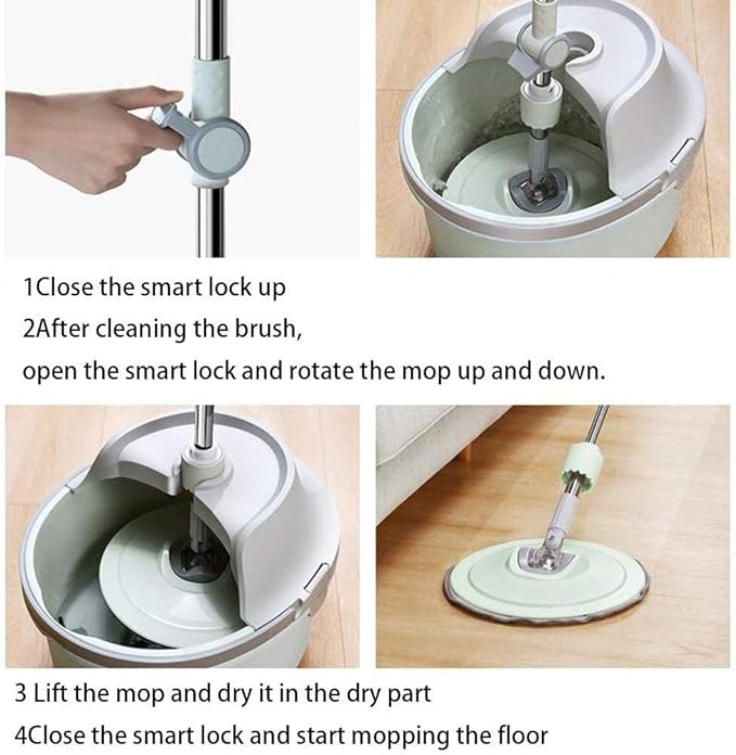 Hands Free Washing Rotating Flat Mop Lazy Round Single Bucket Home Household