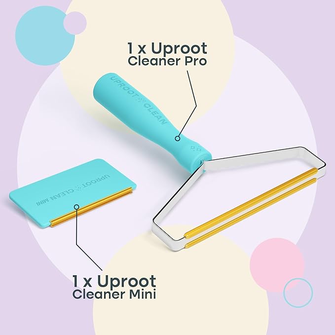 Uproot Cleaner Pro Pet Hair Remover &amp Mini - Pet Hair Removal Tool Multi Fabric Edge &amp Carpet Scraper - Cat for Couch Cat Towers Car Detailing The Furry-Situation Survival Kit