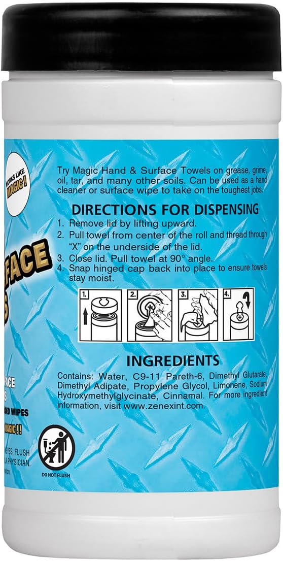 Magic Heavy Duty Cleaning Wipes - Dual Sided Hand &amp Surface Shop Towels | Professional-grade Cleaning | Waterless | Moisturizing | Cleans Grease Oil Dirt &amp more (3 Pack | 75 Sheets Total)