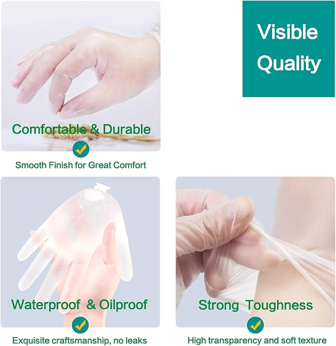 Clear Vinyl Disposable Gloves Food Safe Latex Free Powder Free for Cooking Cleaning Food Service GPVF or MPVF